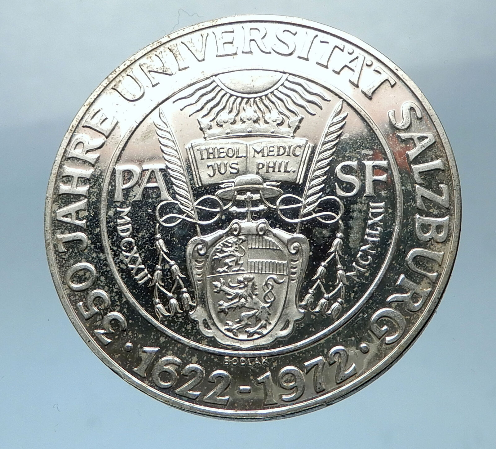 1972 Austria 350 Years University of Salzburg Silver 50 Schilling Coin i68509