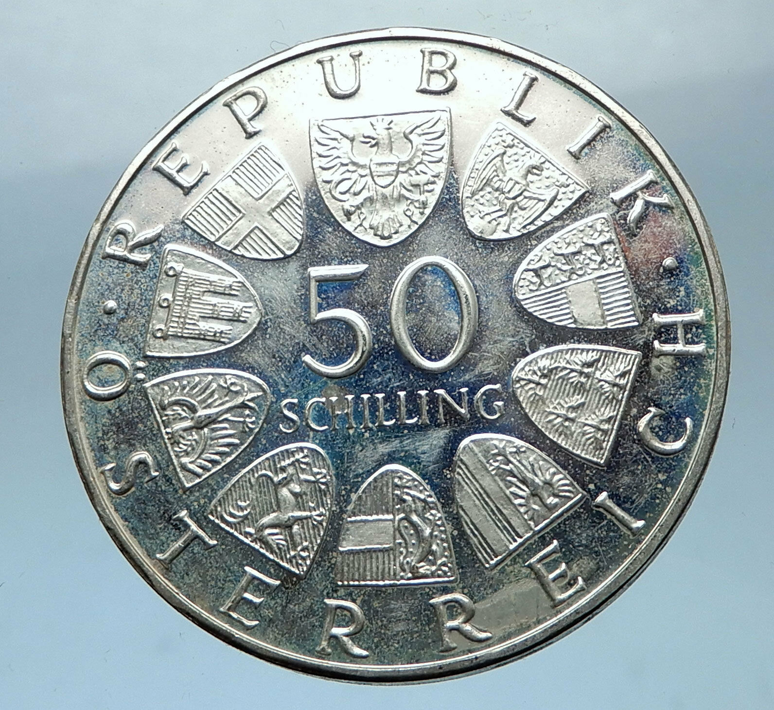 1972 Austria 350 Years University of Salzburg Silver 50 Schilling Coin i68509