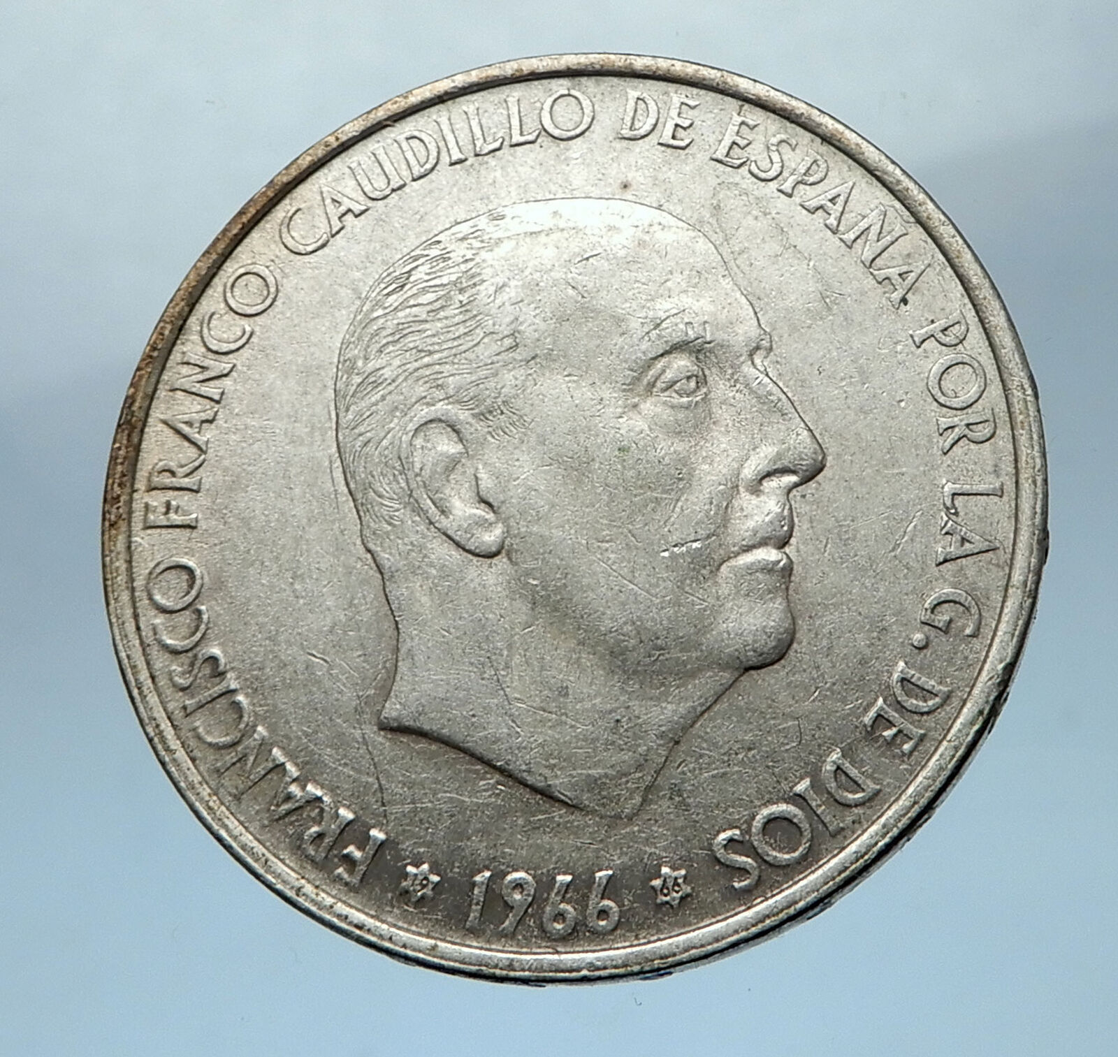 1966 Francisco Franco Cadillo of Spain 100 Pesetas Silver Spanish Coin i68239