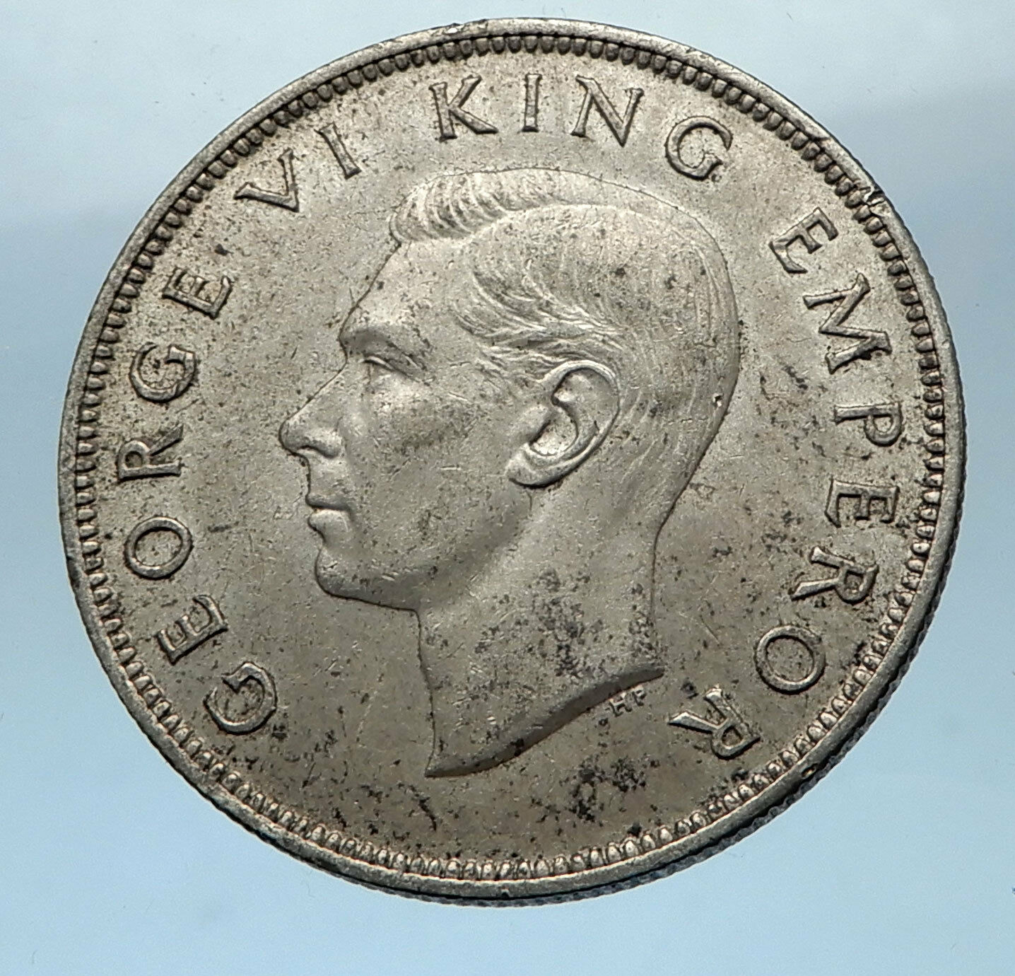 1942 NEW ZEALAND under UK King George VI Silver 1/2 Crown Coin Shield i68526