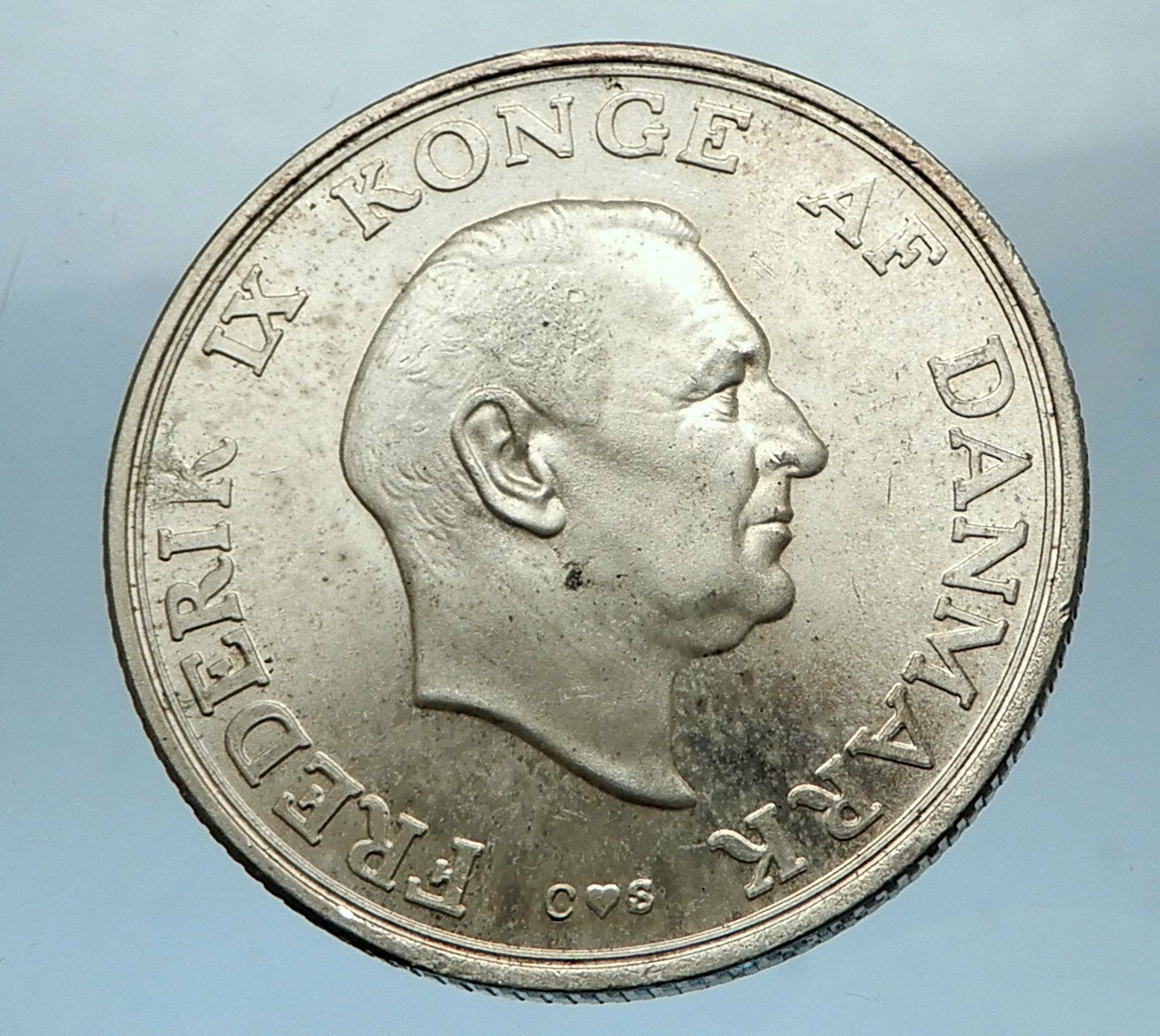 1958 DENMARK Frederick IX Silver 2 Kroner Coin Princess Margrethe 18th i68533