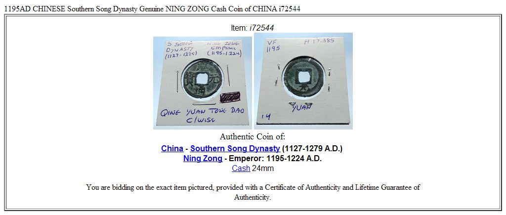 1195AD CHINESE Southern Song Dynasty Genuine NING ZONG Cash Coin of CHINA i72544