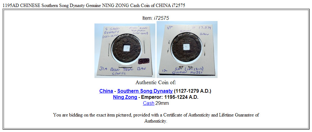 1195AD CHINESE Southern Song Dynasty Genuine NING ZONG Cash Coin of CHINA i72575