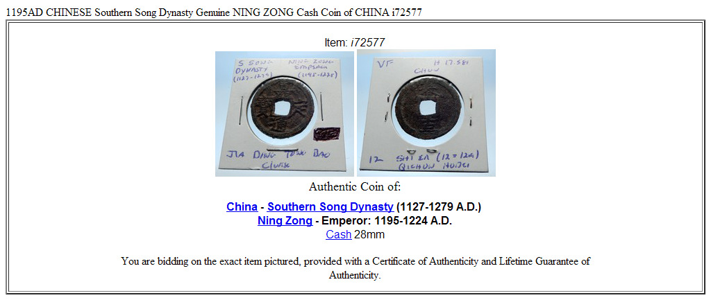 1195AD CHINESE Southern Song Dynasty Genuine NING ZONG Cash Coin of CHINA i72577