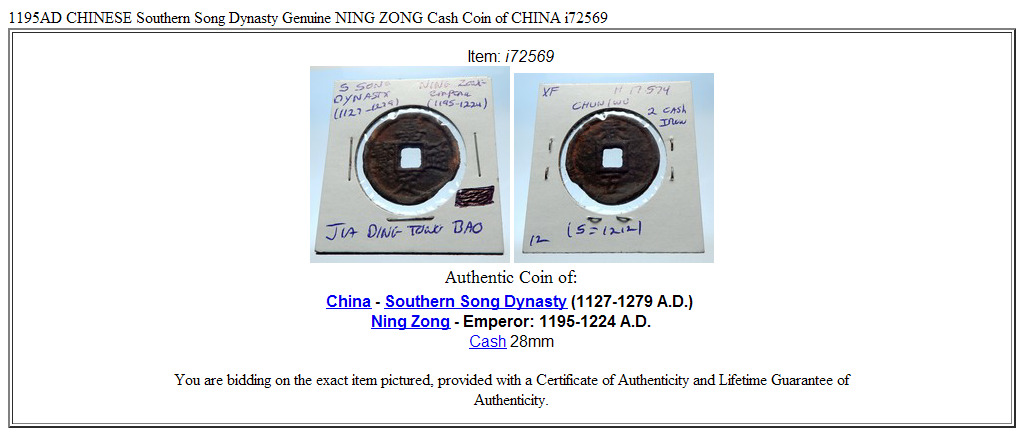 1195AD CHINESE Southern Song Dynasty Genuine NING ZONG Cash Coin of CHINA i72569