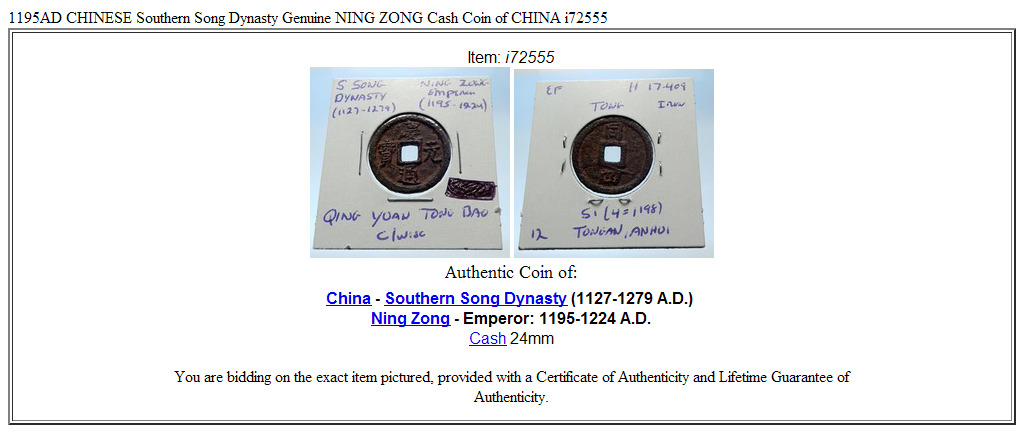 1195AD CHINESE Southern Song Dynasty Genuine NING ZONG Cash Coin of CHINA i72555