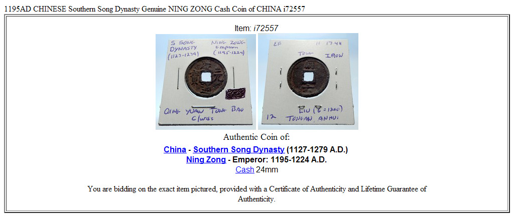 1195AD CHINESE Southern Song Dynasty Genuine NING ZONG Cash Coin of CHINA i72557