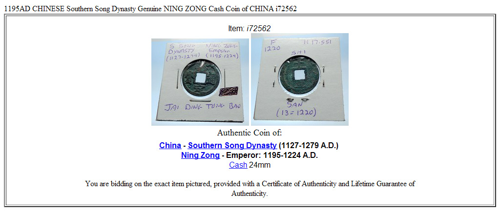 1195AD CHINESE Southern Song Dynasty Genuine NING ZONG Cash Coin of CHINA i72562