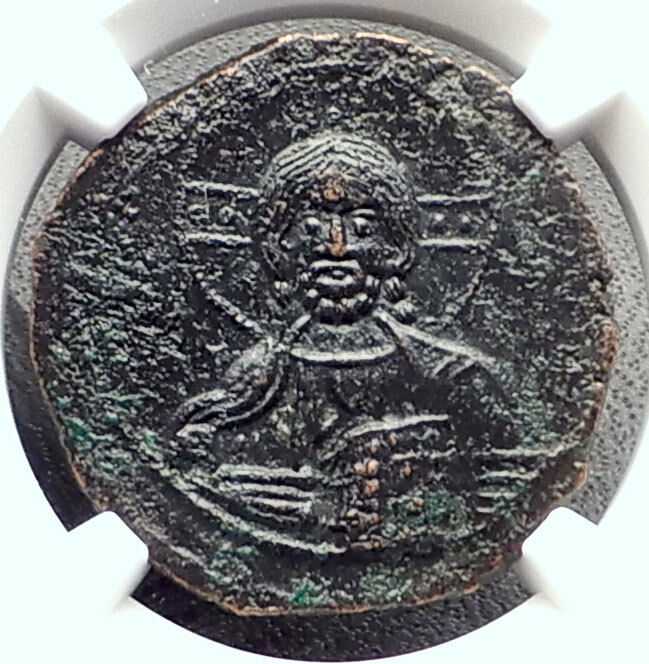 JESUS CHRIST Class A3 Anonymous Ancient 1020AD Byzantine Follis Coin NGC i72350