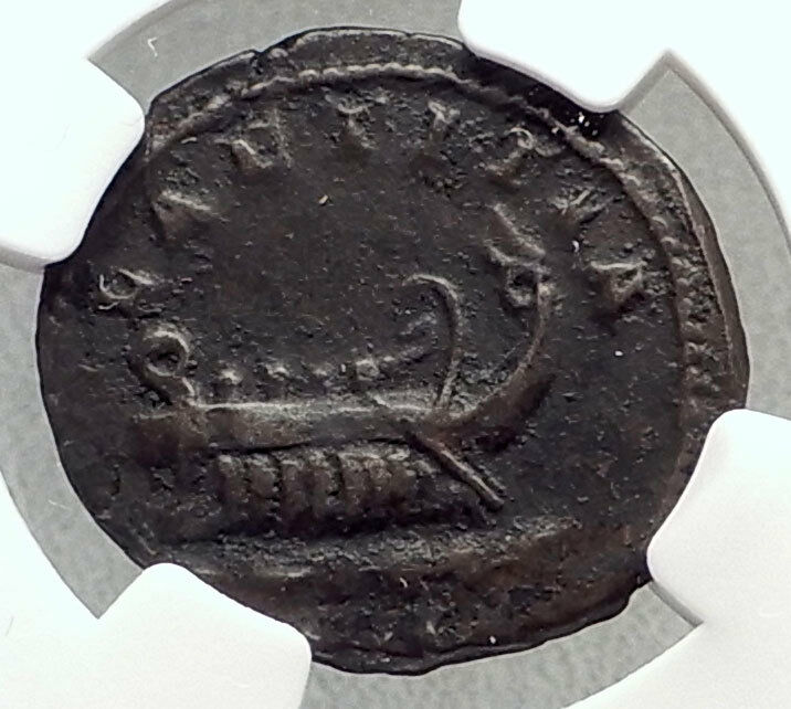 POSTUMUS 261AD Gallic Ancient Silver Roman Coin w GALLEY Cologne NGC i72658