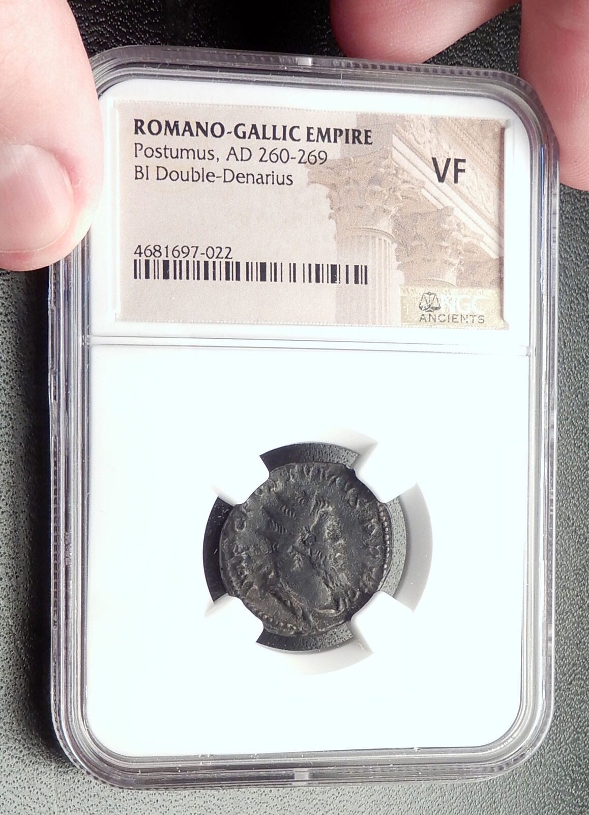 POSTUMUS 261AD Gallic Ancient Silver Roman Coin w GALLEY Cologne NGC i72658