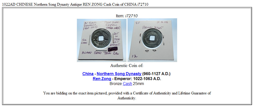 1022AD CHINESE Northern Song Dynasty Antique REN ZONG Cash Coin of CHINA i72710