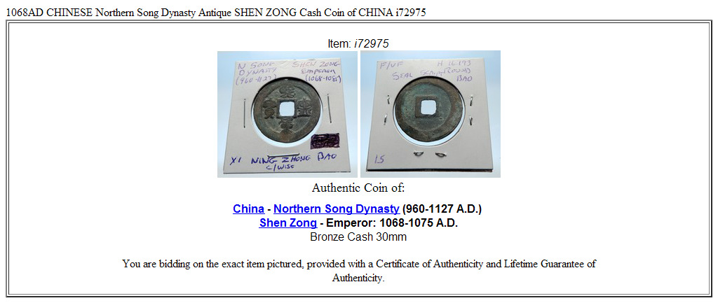 1068AD CHINESE Northern Song Dynasty Antique SHEN ZONG Cash Coin of CHINA i72975