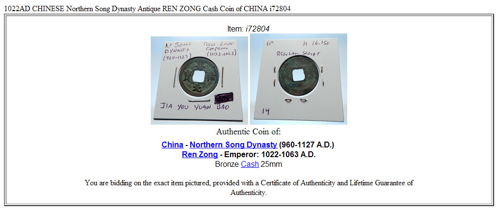 1022AD CHINESE Northern Song Dynasty Antique REN ZONG Cash Coin of CHINA i72804