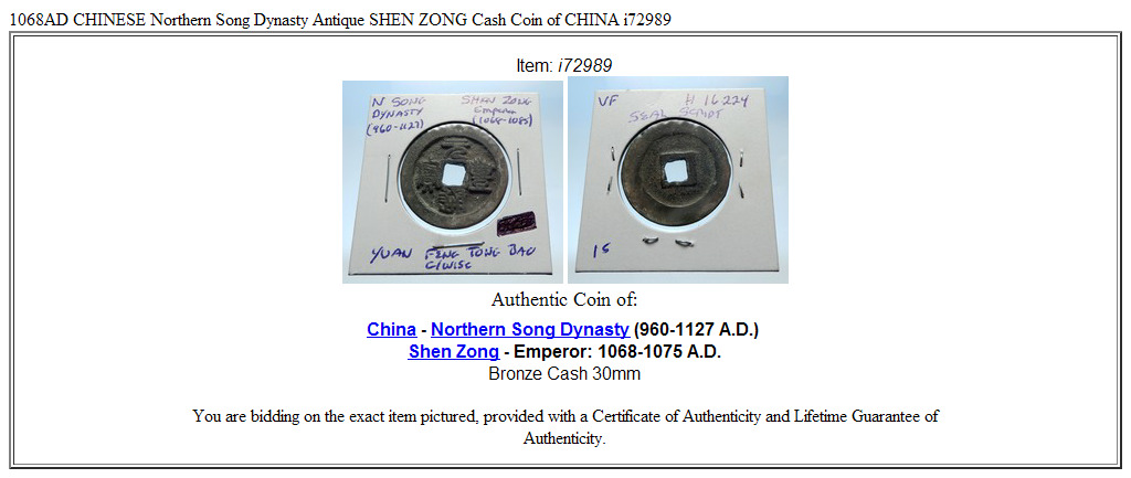 1068AD CHINESE Northern Song Dynasty Antique SHEN ZONG Cash Coin of CHINA i72989