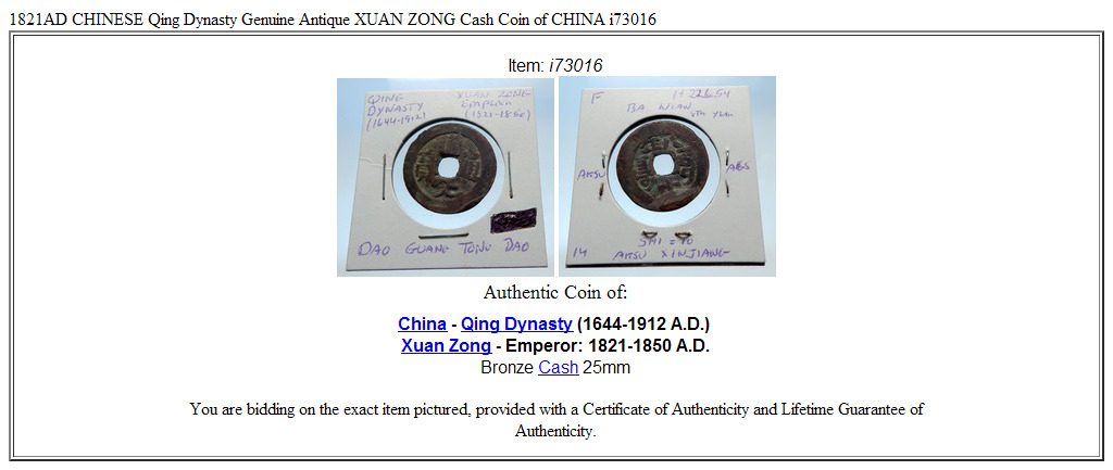 1821AD CHINESE Qing Dynasty Genuine Antique XUAN ZONG Cash Coin of CHINA i73016