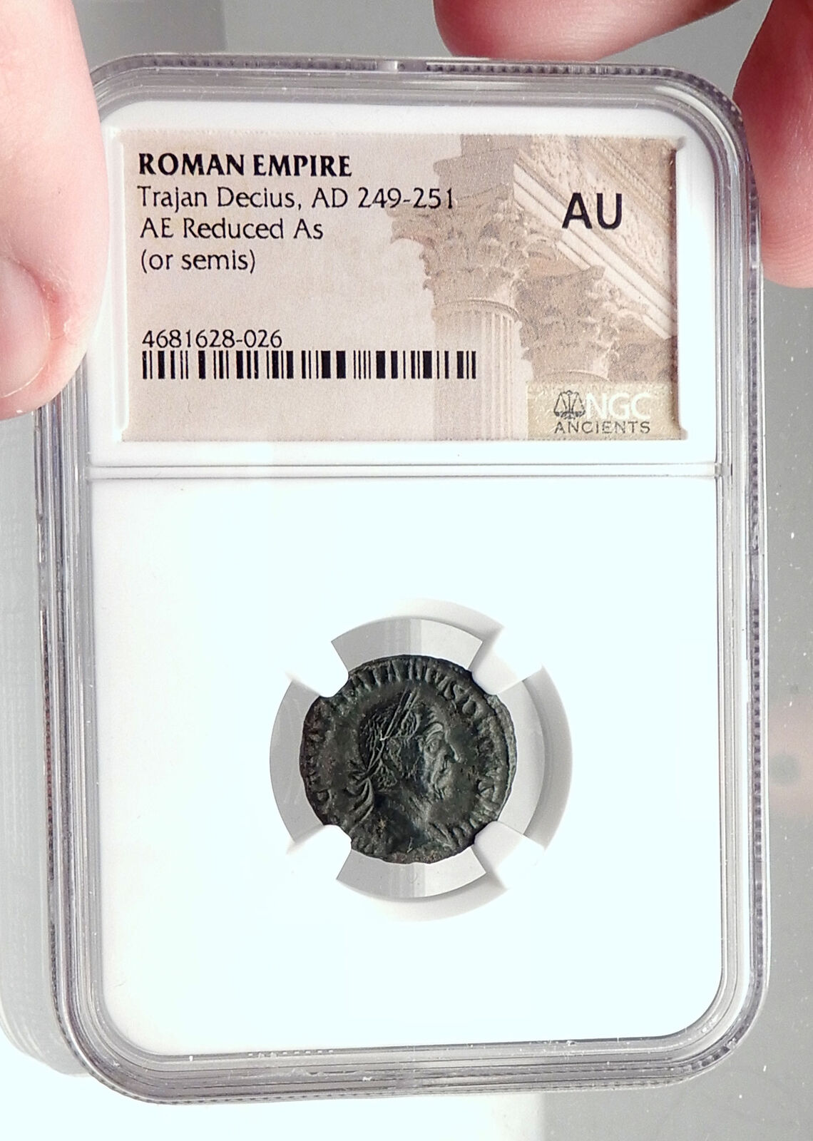 TRAJAN DECIUS Authentic Ancient QUADRANS As or SEMIS Roman Coin MARS NGC i72923