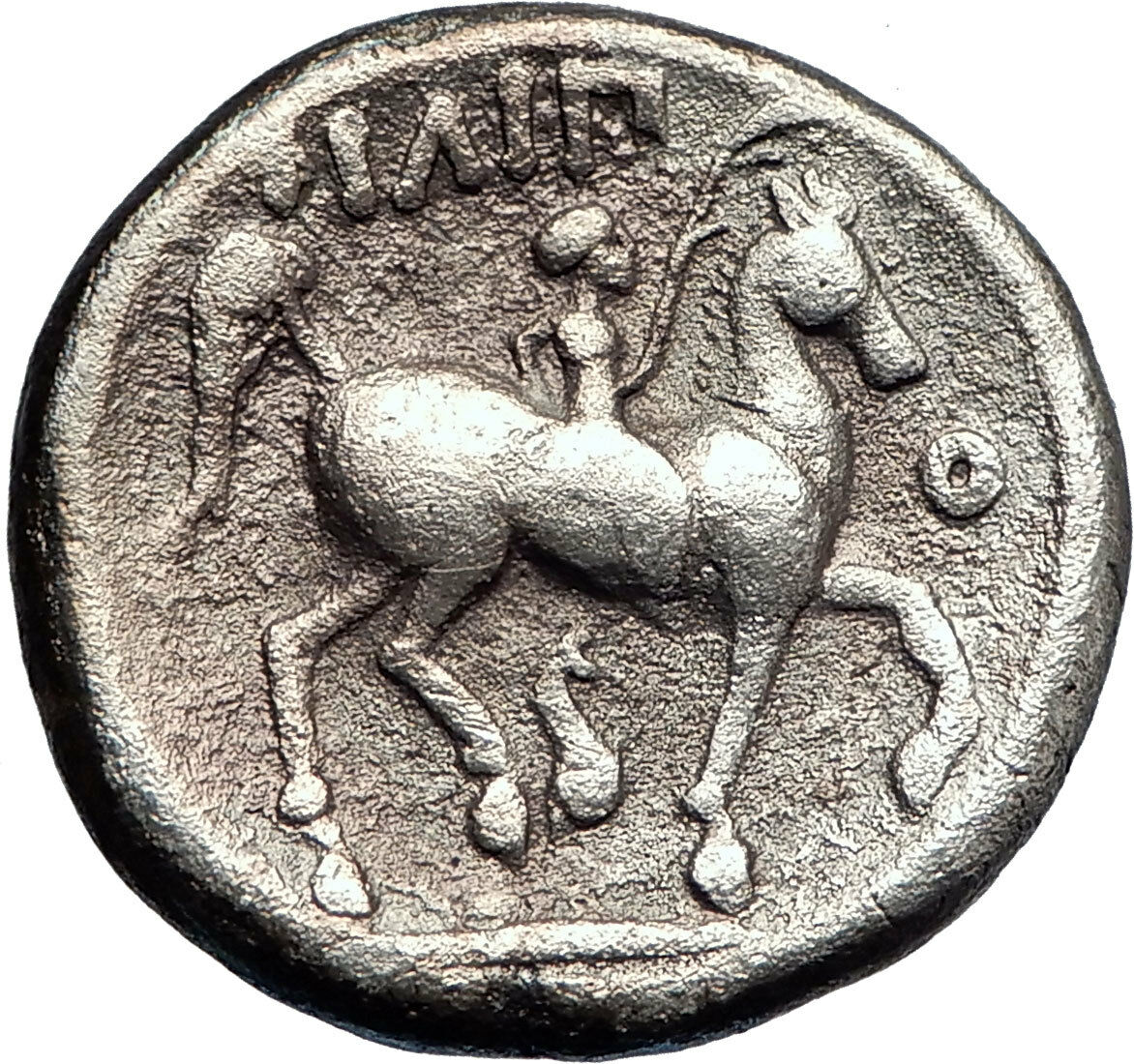 Celts Imitation PHILIP II Ancient Genuine Silver Greek Coin ZEUS Horse i73170