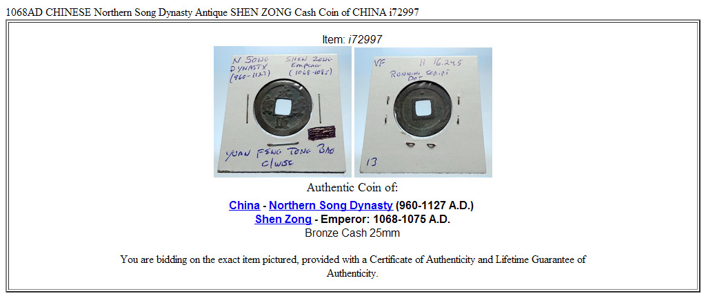 1068AD CHINESE Northern Song Dynasty Antique SHEN ZONG Cash Coin of CHINA i72997