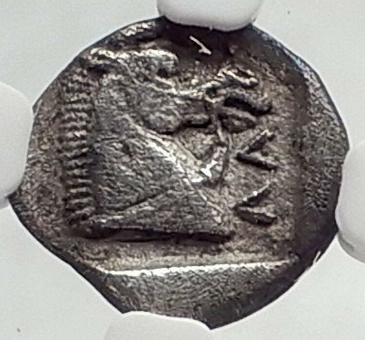 LARISSA THESSALY Ancient Silver 475BC Greek Coin HERO BULL HORSE NGC i73025