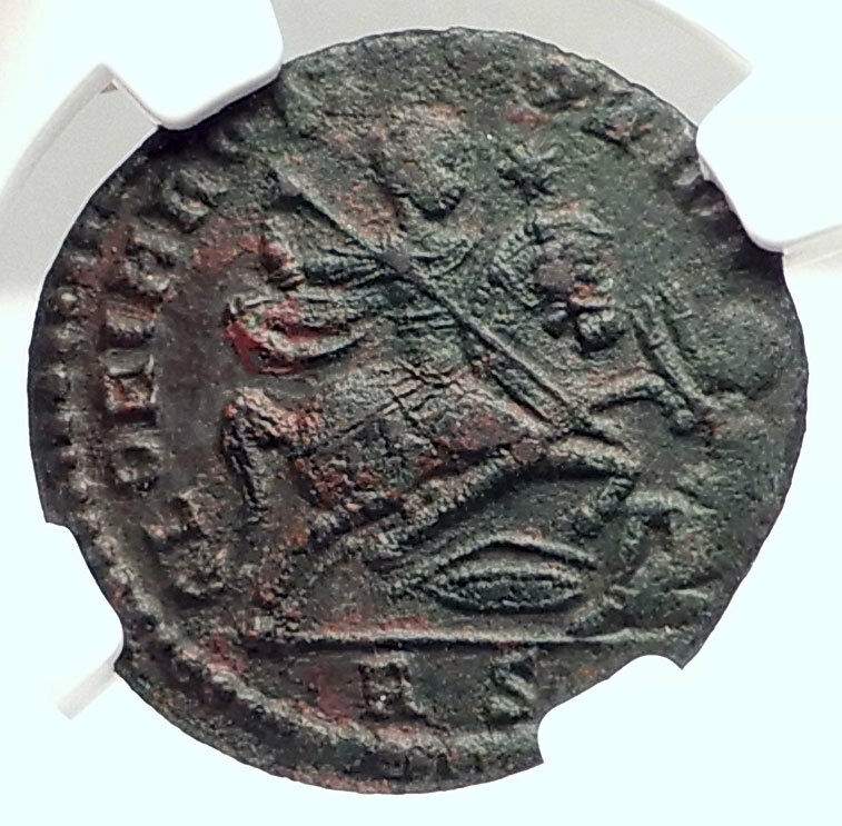 MAGNENTIUS on HORSE vs BARBARIAN 350AD Authentic Ancient Roman Coin NGC i72951