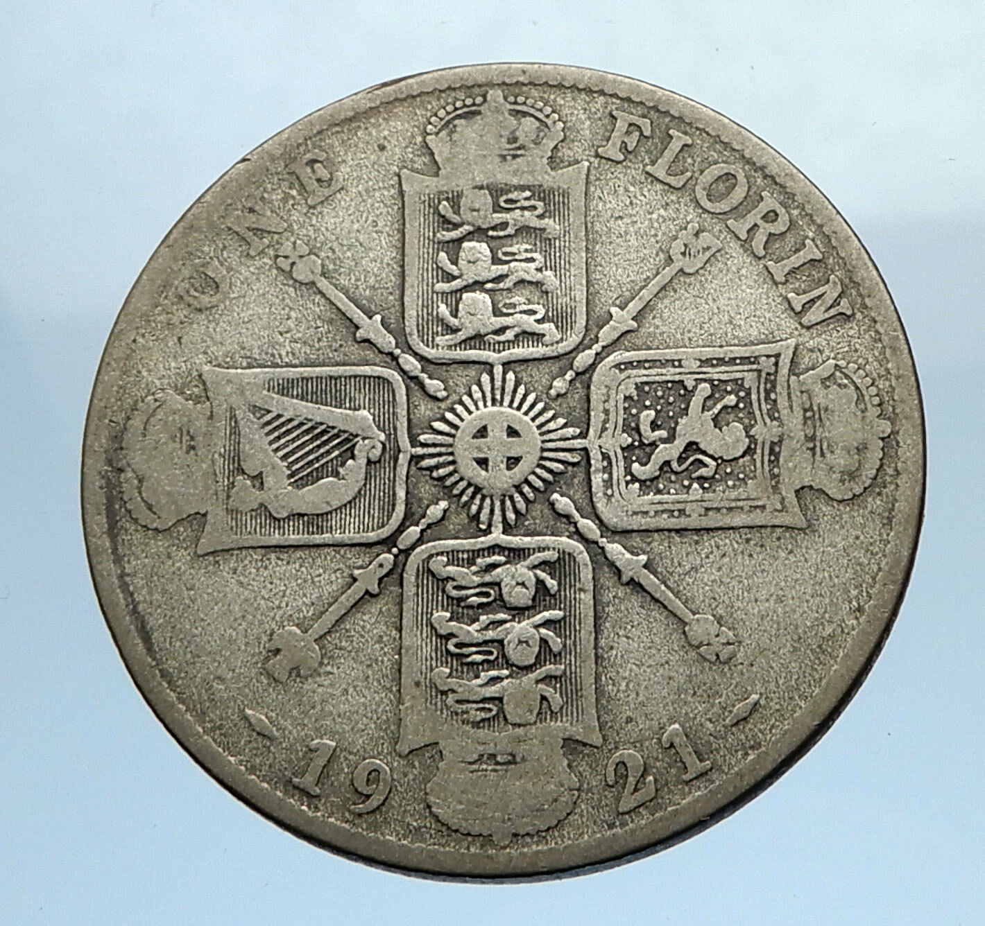 1921 United Kingdom Great Britain GEORGE V Silver Florin 2 Shillings Coin i69744