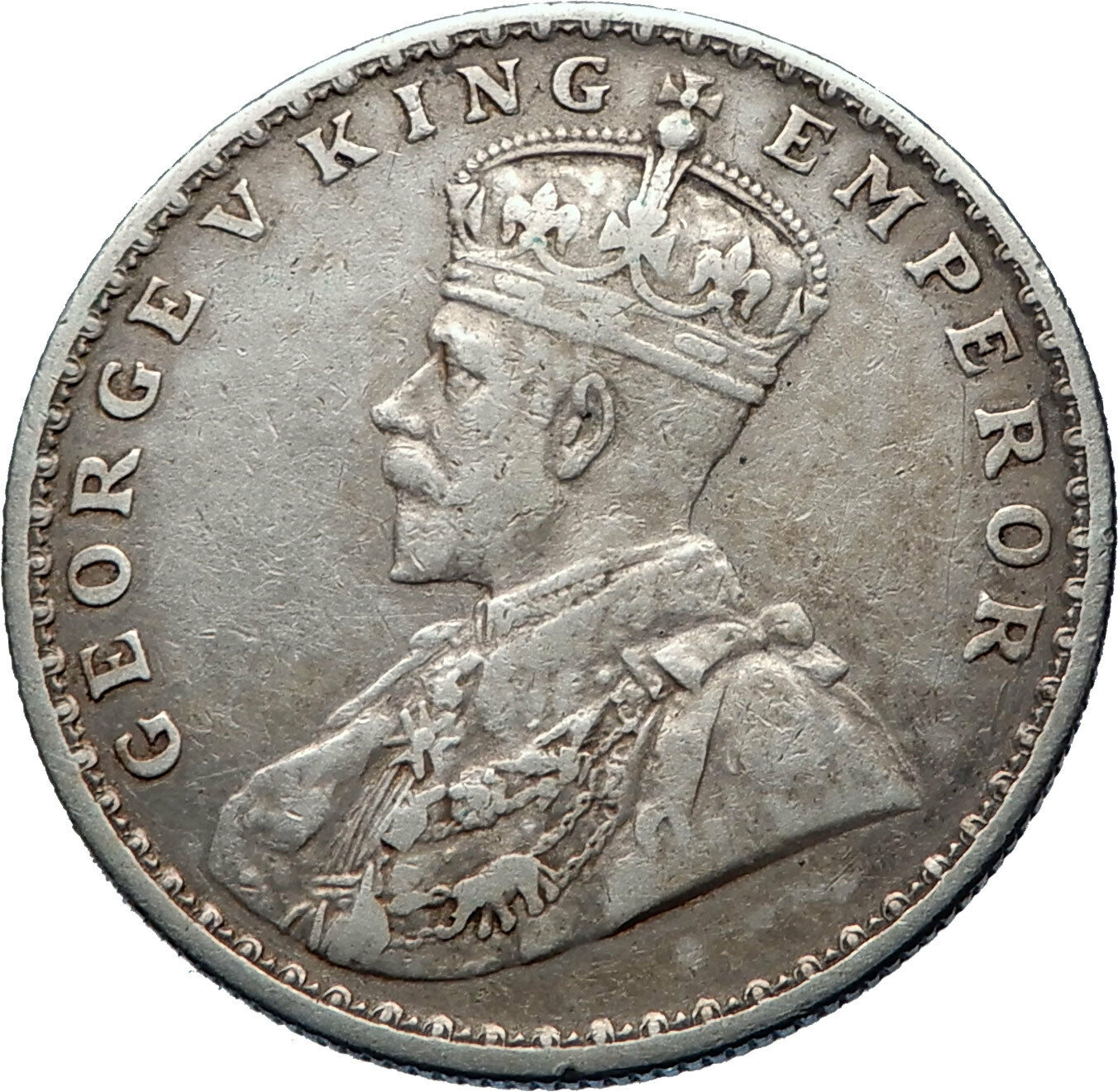 1917 INDIA UK King George V Silver Antique RUPEE Vintage Indian Coin i71851