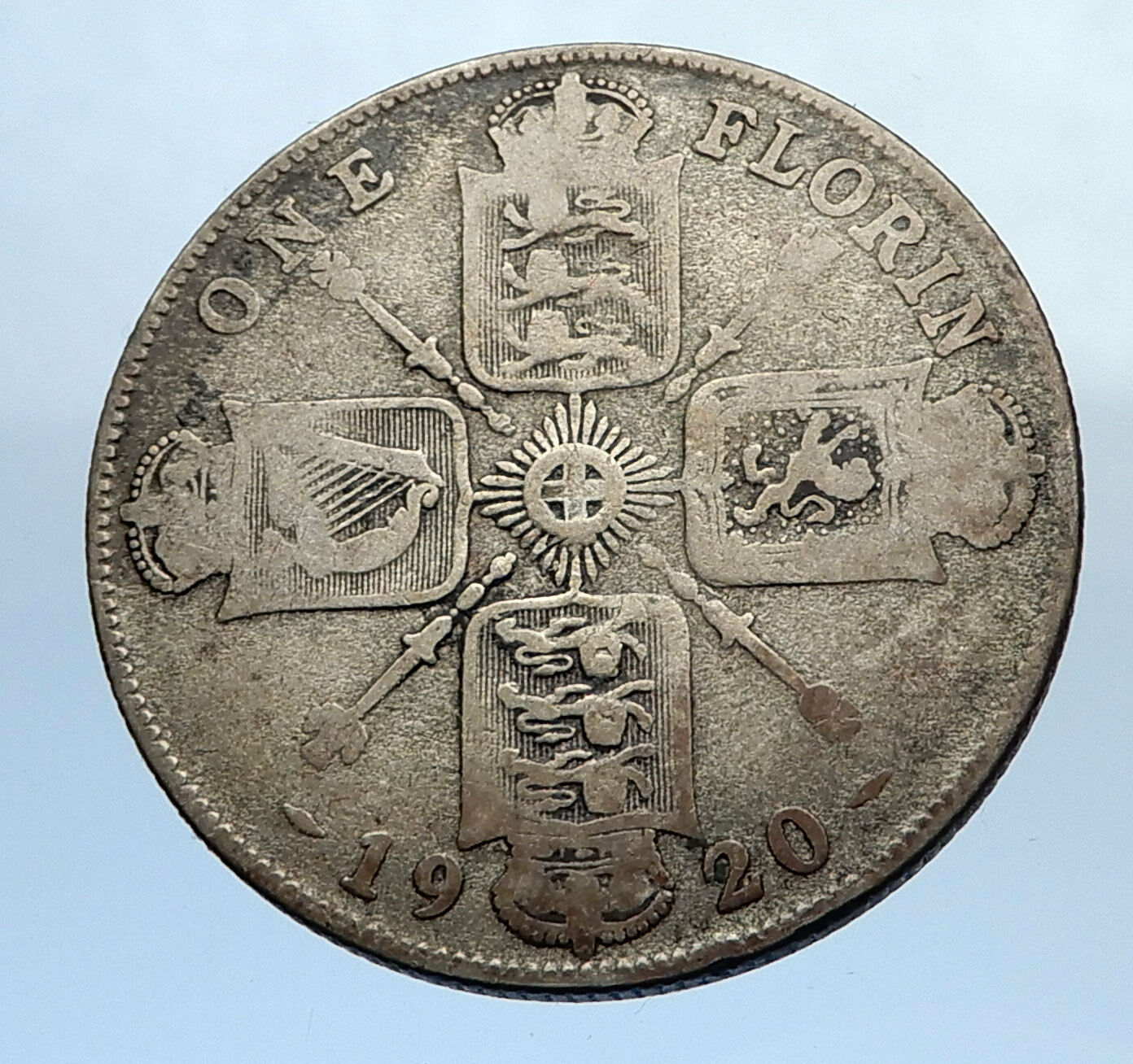 1920 United Kingdom Great Britain GEORGE V Silver Florin 2 Shillings Coin i69902