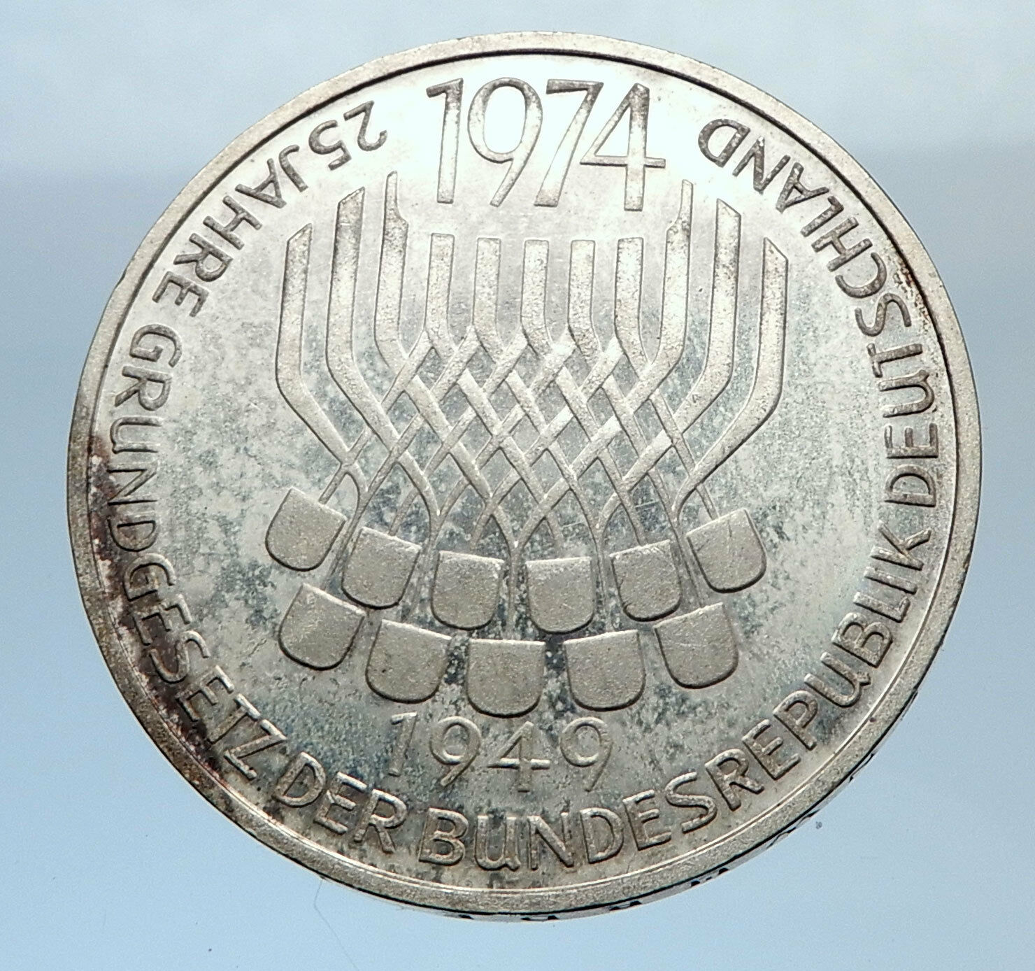 1974 GERMANY 25 Years German Federal Constitution Law Silver Proof Coin i71929