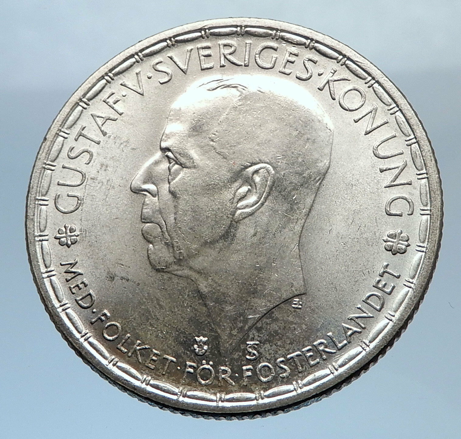 1948 SWEDEN Antique Silver 2 Kronor w KING Gustav V SWEDISH Vintage Coin i71801