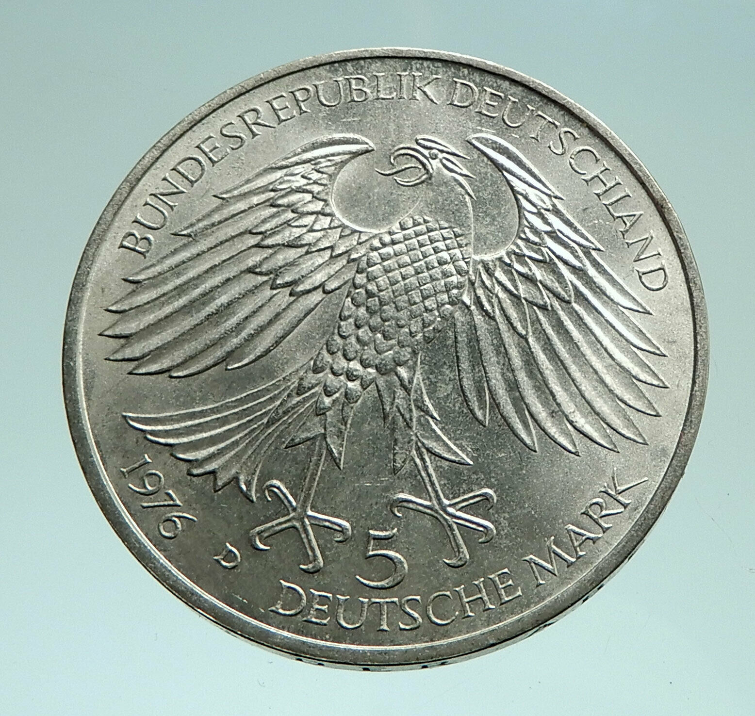 1976 Germany Hans Grimmelshausen AUTHOR Antique Silver 5 Mark German Coin i76144