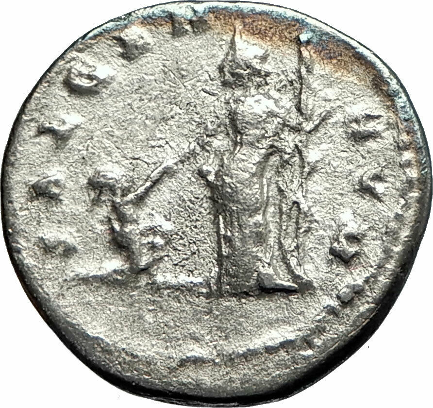 CARACALLA 199AD Ancient Silver Roman Coin Salus Health w kneeling citizen i76239