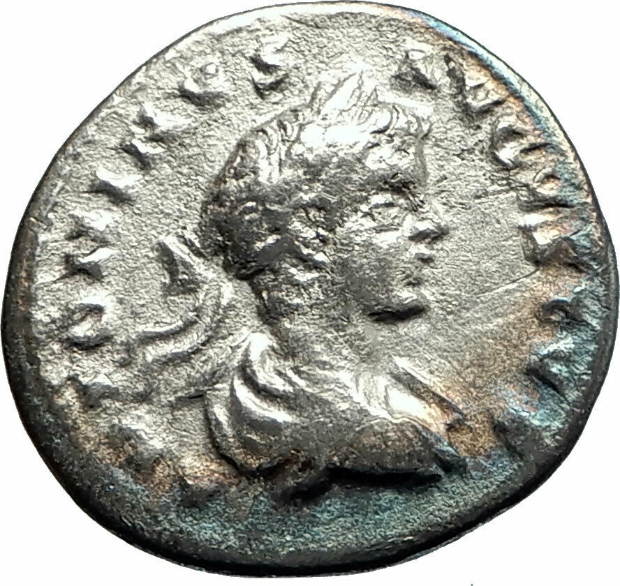 CARACALLA 199AD Ancient Silver Roman Coin Salus Health w kneeling citizen i76239