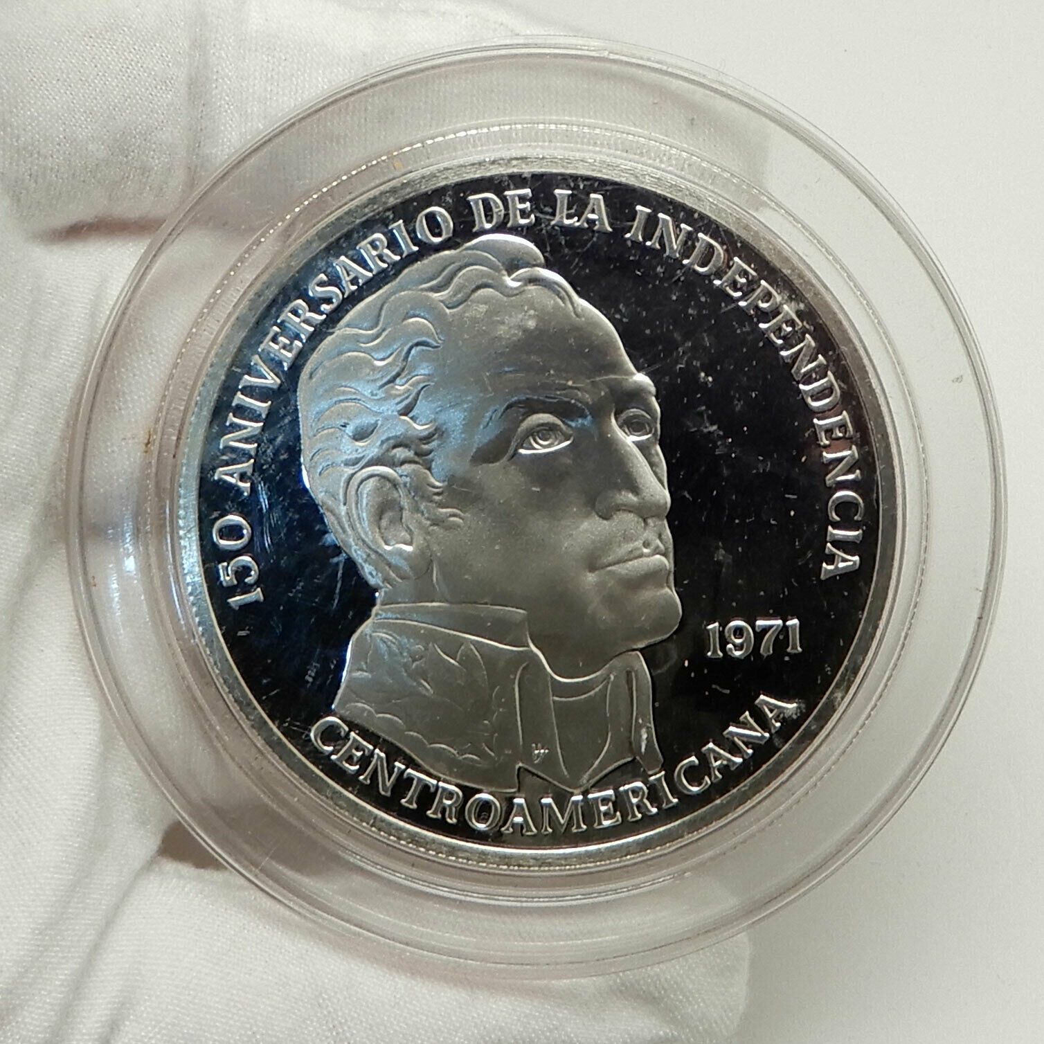 1971 PANAMA Huge 6.2cm Proof Silver 3.8oz 20 Balboas Coin w SIMON BOLIVAR i76332