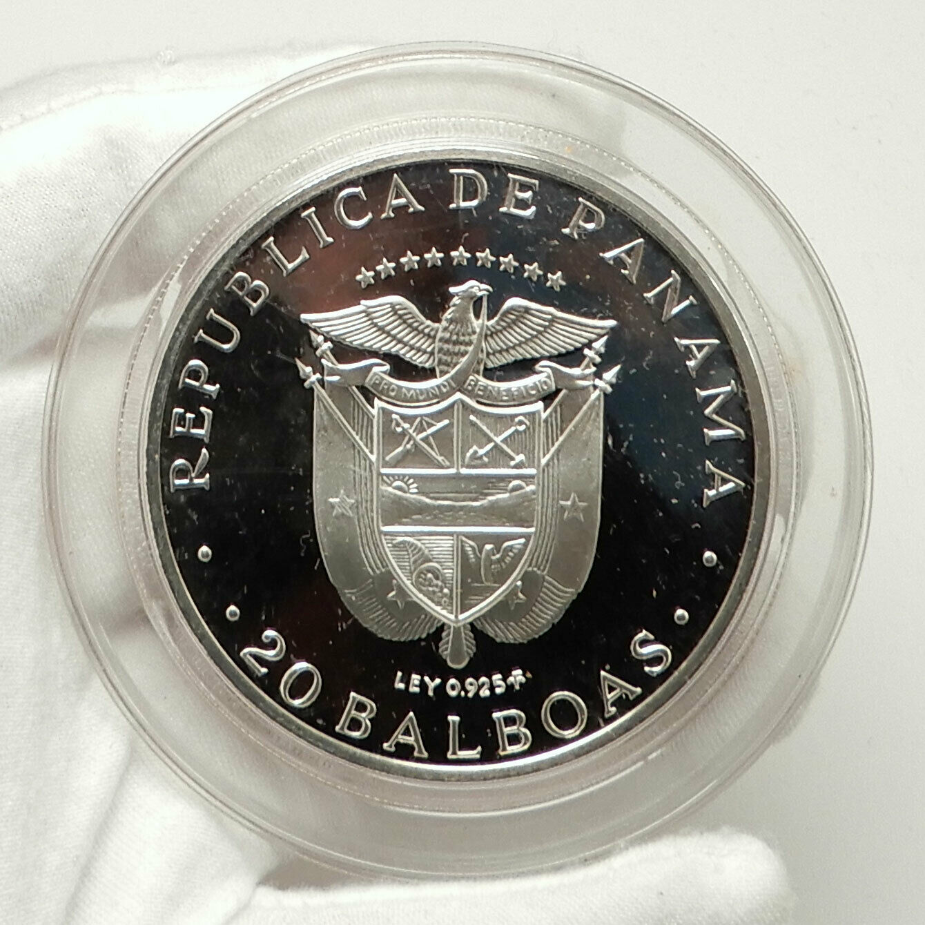 1971 PANAMA Huge 6.2cm Proof Silver 3.8oz 20 Balboas Coin w SIMON BOLIVAR i76332