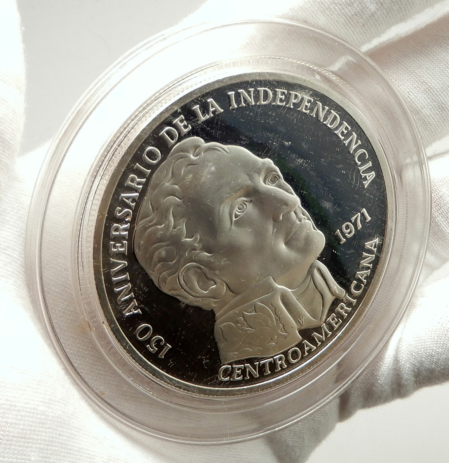 1971 PANAMA Huge 6.2cm Proof Silver 3.8oz 20 Balboas Coin w SIMON BOLIVAR i76332