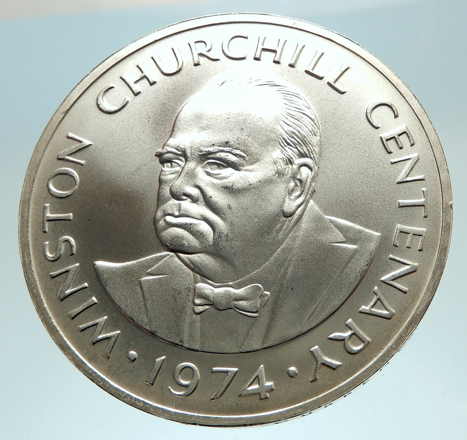 1974 TURKS AND CAICOS Silver 20 Crowns WINSTON CHURCHILL Commemorative i76713