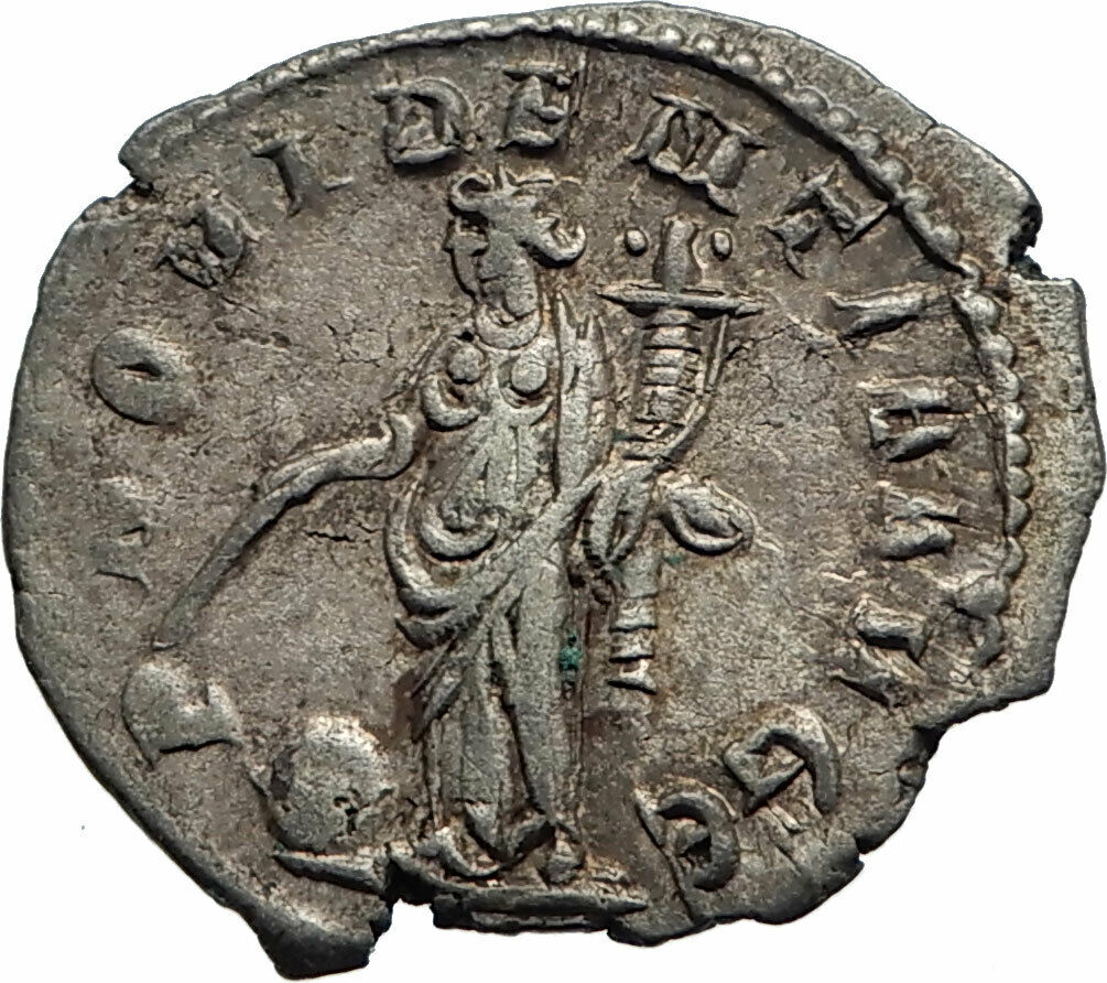 GALLIENUS Authentic Ancient 255AD Rome SILVER Roman Coin PROVIDENTIA i74893