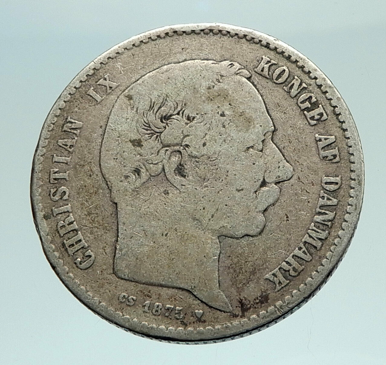 1875 DENMARK King Christian IX 25th Anniversary VINTAGE Silver Krone Coin i76643