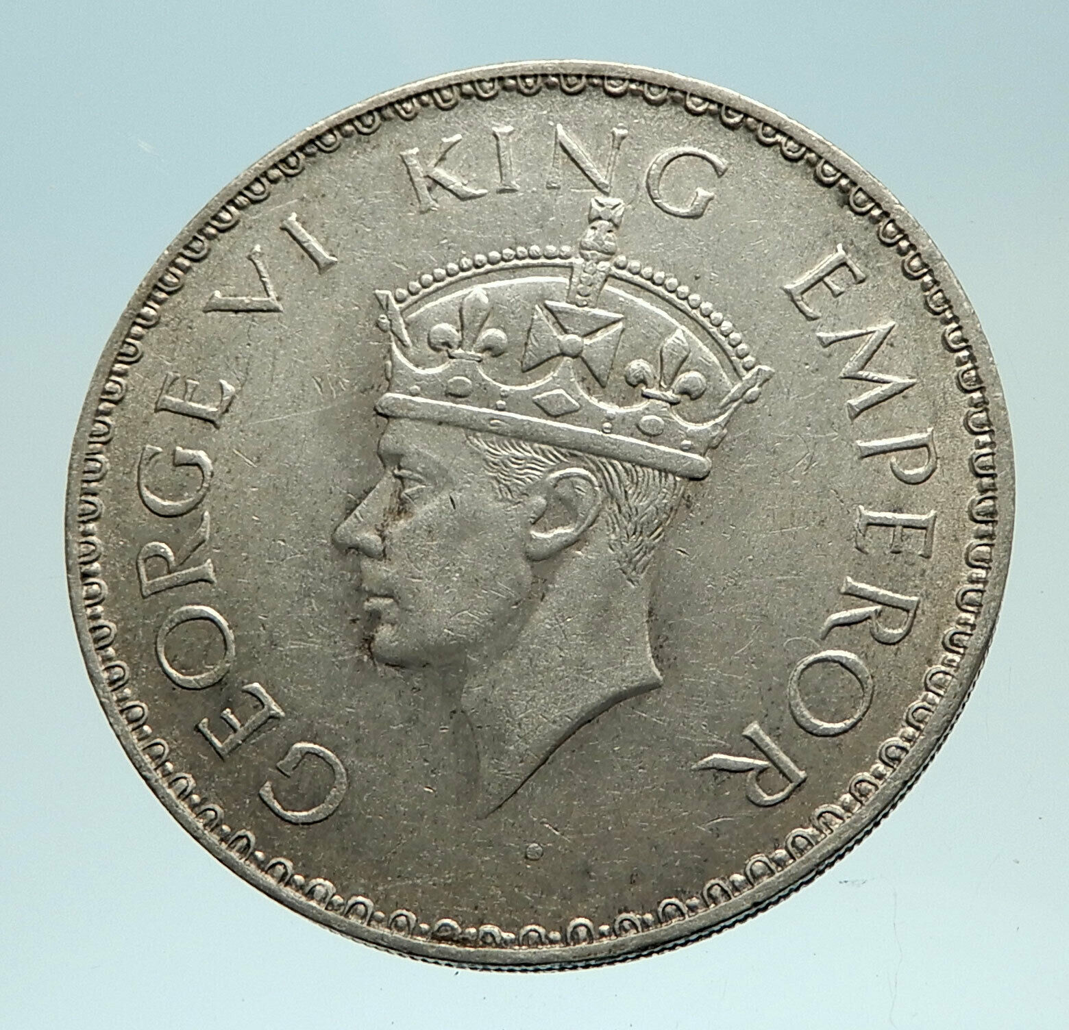 1941 INDIA UK States King George VI Genuine Silver Rupee Indian Coin i76815