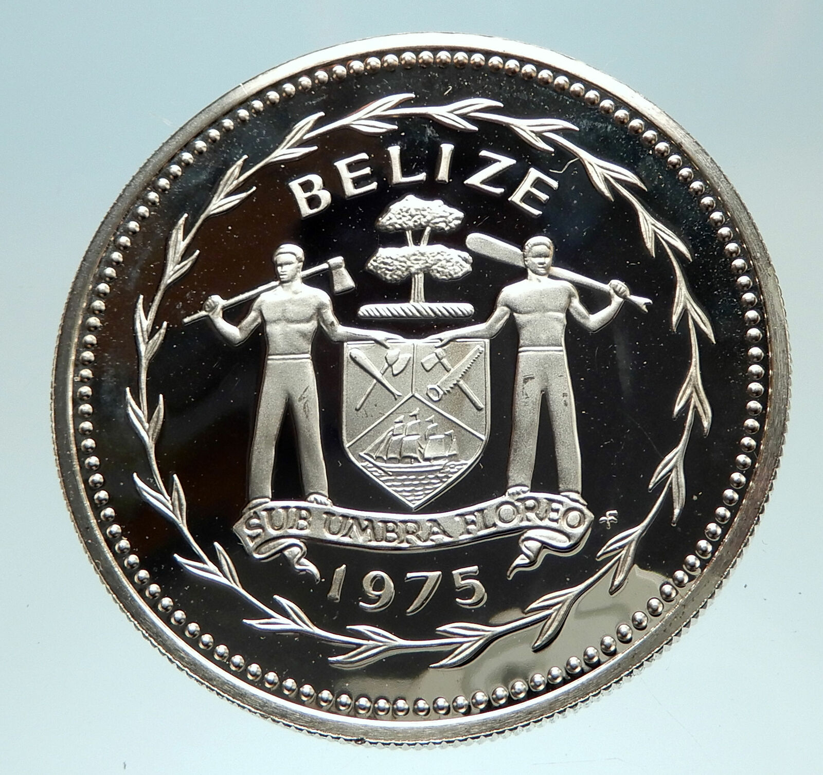 1975 BELIZE Avifauna Toucan Antique Genuine Antique Proof Silver $5 Coin i76816