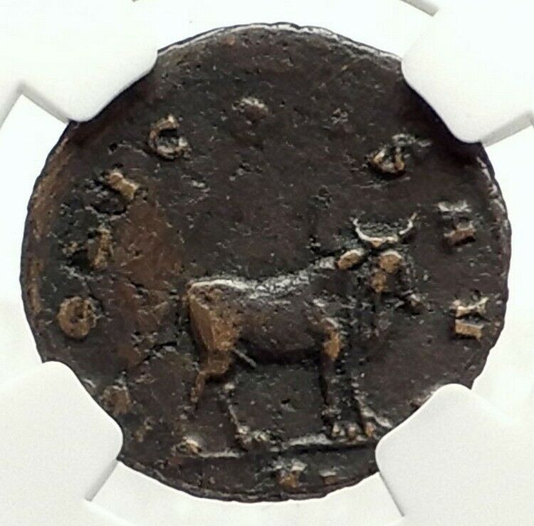 GALLIENUS Authentic Ancient Genuine 267AD Rome Animal Series BULL NGC i76866