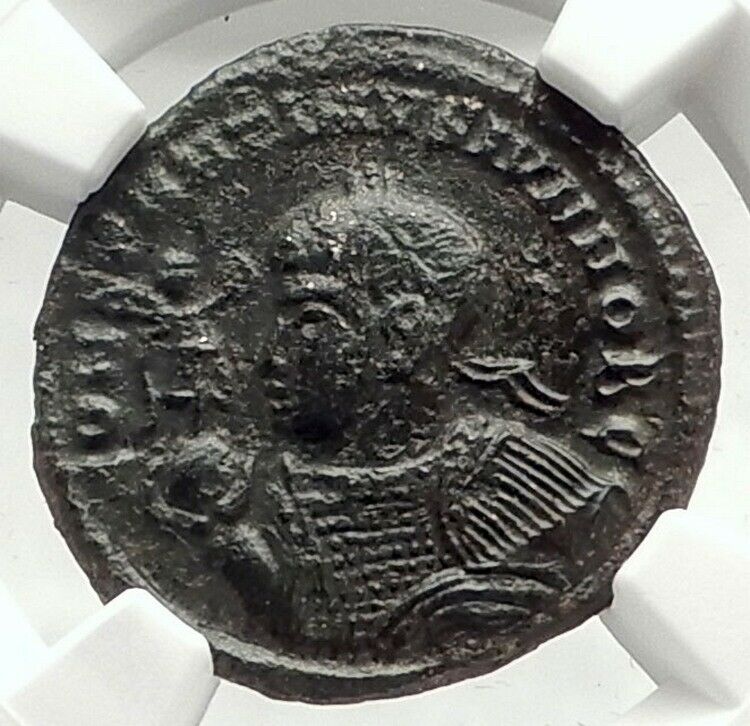 CONSTANTINE II Junior Authentic Ancient 320AD Roman Coin w CAPTIVES NGC i76300