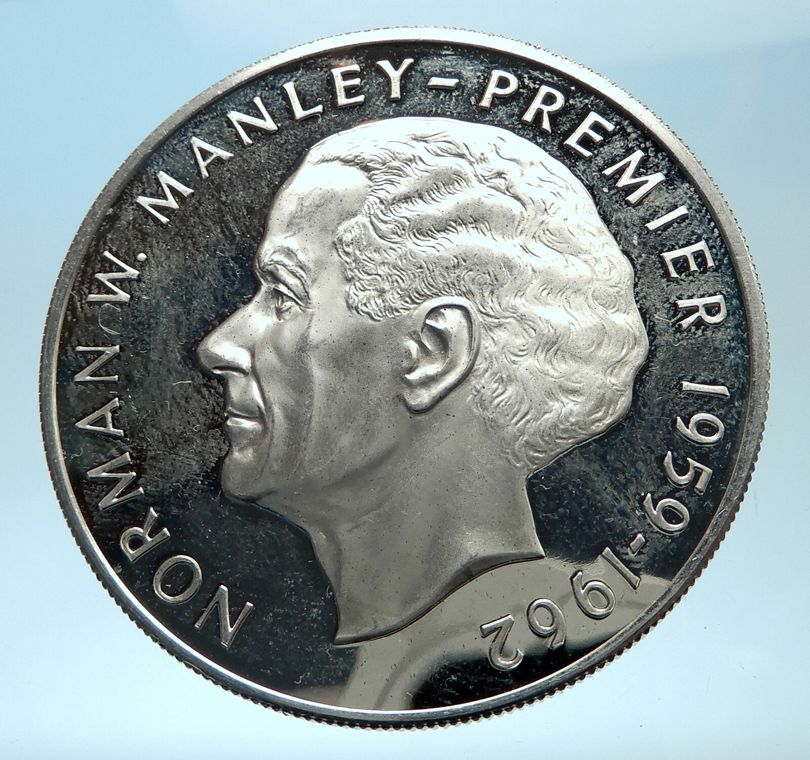 1973 JAMAICA Proof HUGE 4.5cm Premier Norman W Manley Silver $5 Coin i77463