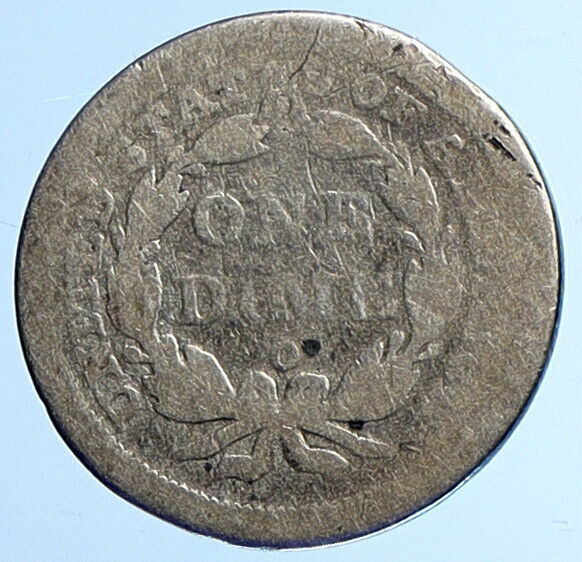 1842 O UNITED STATES US Silver SEATED LIBERTY Vintage Antique Dime Coin i111003