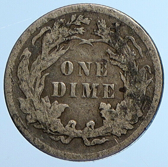 1885 P UNITED STATES US Silver SEATED LIBERTY Vintage Antique Dime Coin i111034