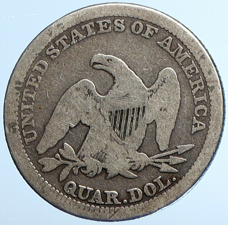 1854 P UNITED STATES US Silver SEATED LIBERTY Quarter Dollar Coin EAGLE i111030