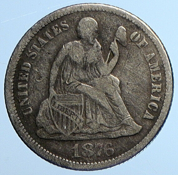 1885 P UNITED STATES US Silver SEATED LIBERTY Vintage Antique Dime Coin i111033