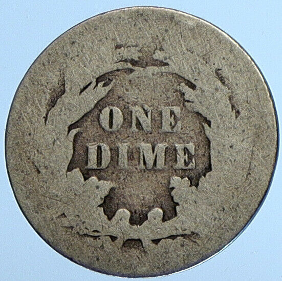 1888 UNITED STATES US Silver SEATED LIBERTY Vintage Antique Dime Coin i111008