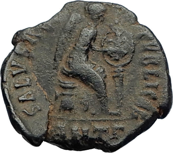 EUDOXIA Arcadius Wife 401AD Authentic Ancient Roman Coin VICTORY CHI-RHO i69266